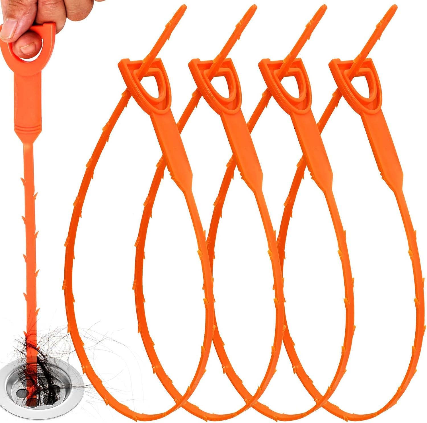 Drain Snake Flexible - 4-Pack 20-Inch Drain Snake, Flexible Hair