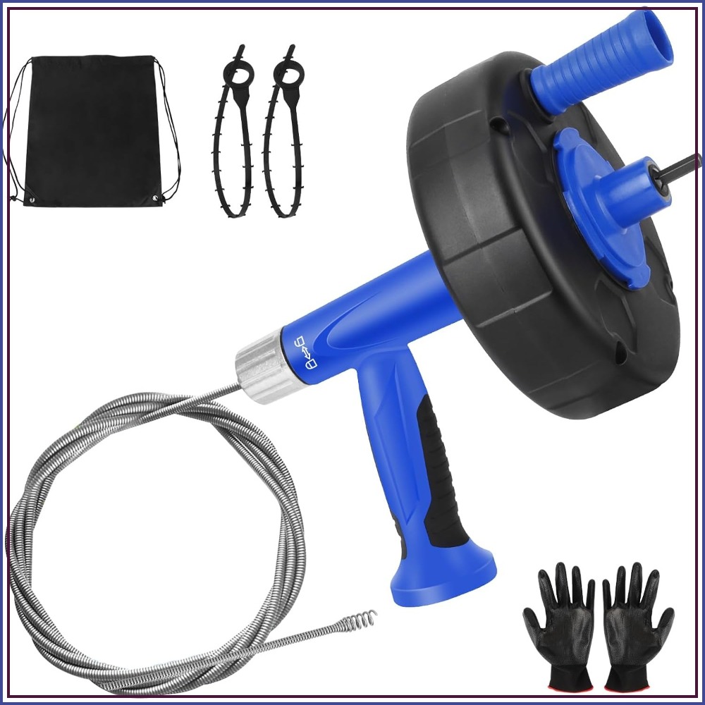 Drain Snake Flexible - 25FT Drain Snake with Drill Adapter,